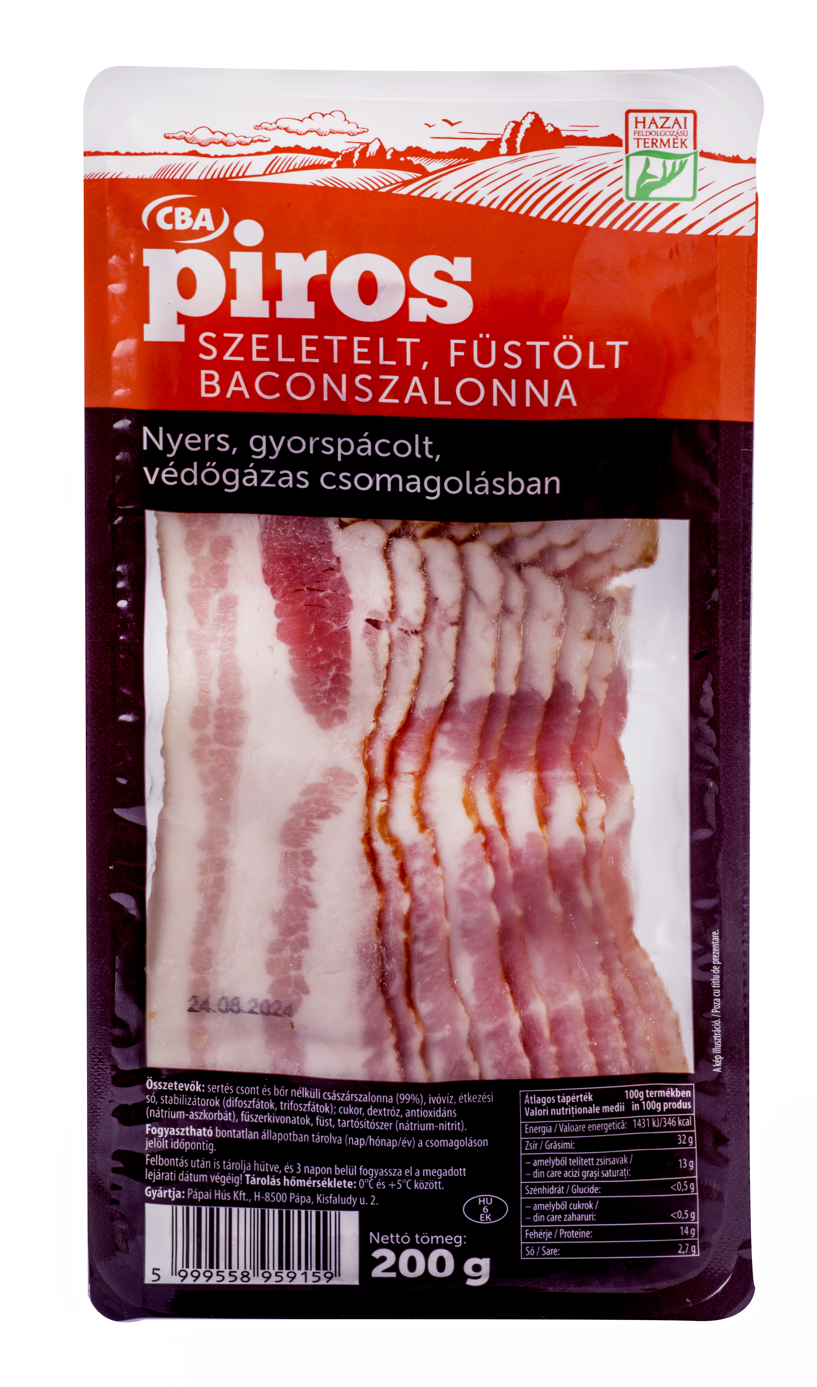 CBA Piros füstölt szeletelt bacon vg. 200 g